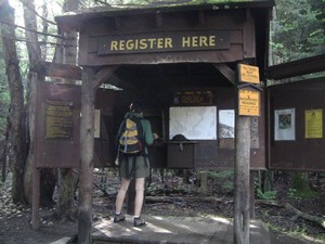 Signing in at trailhead